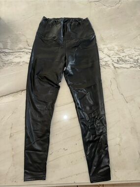 Allsaints Black Faux Leather High-Waist Leggings
